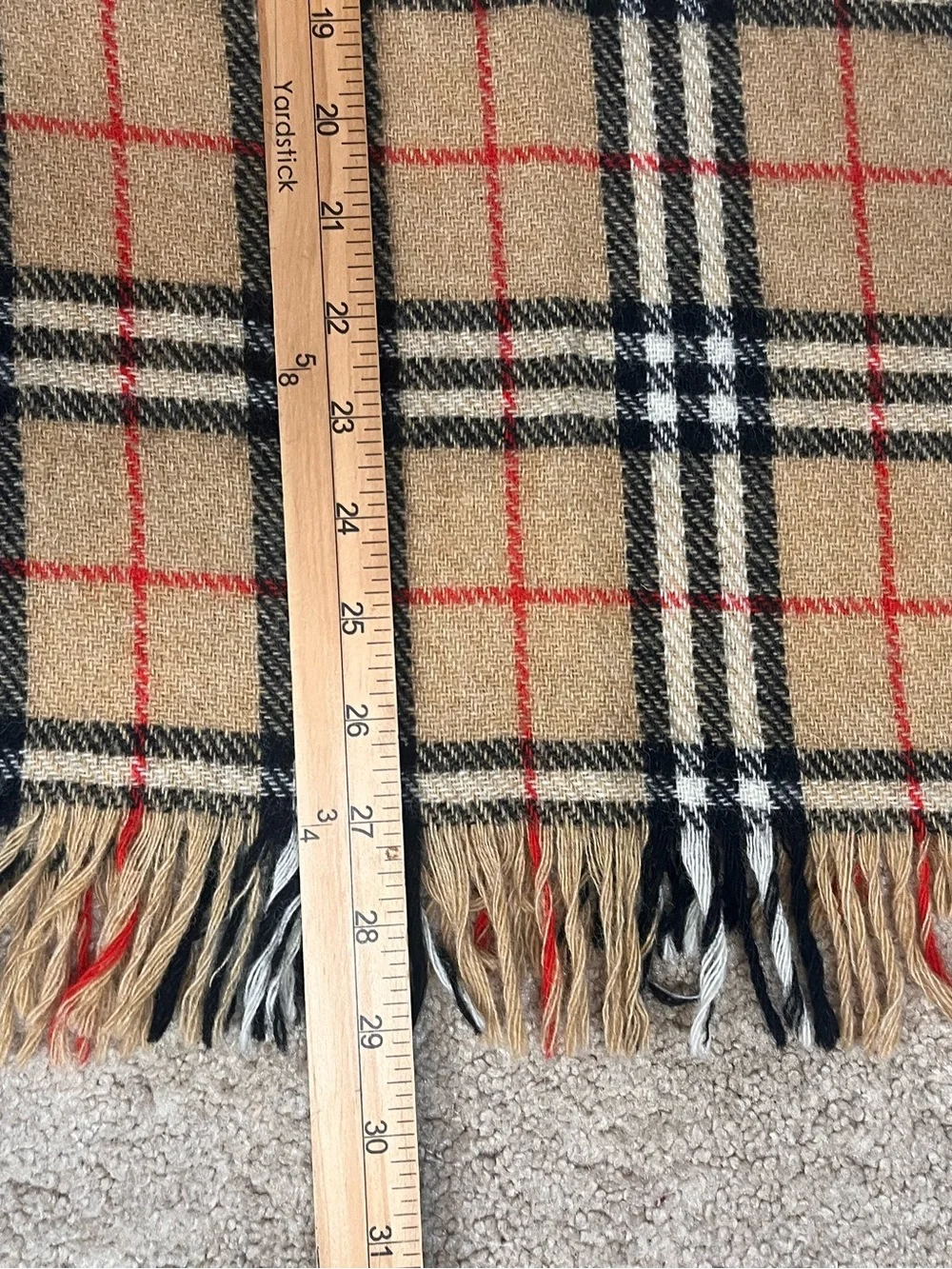 Vintage Burberrys Nova Check Scarf Scottish Wool Fringe Classic Preppy Fall